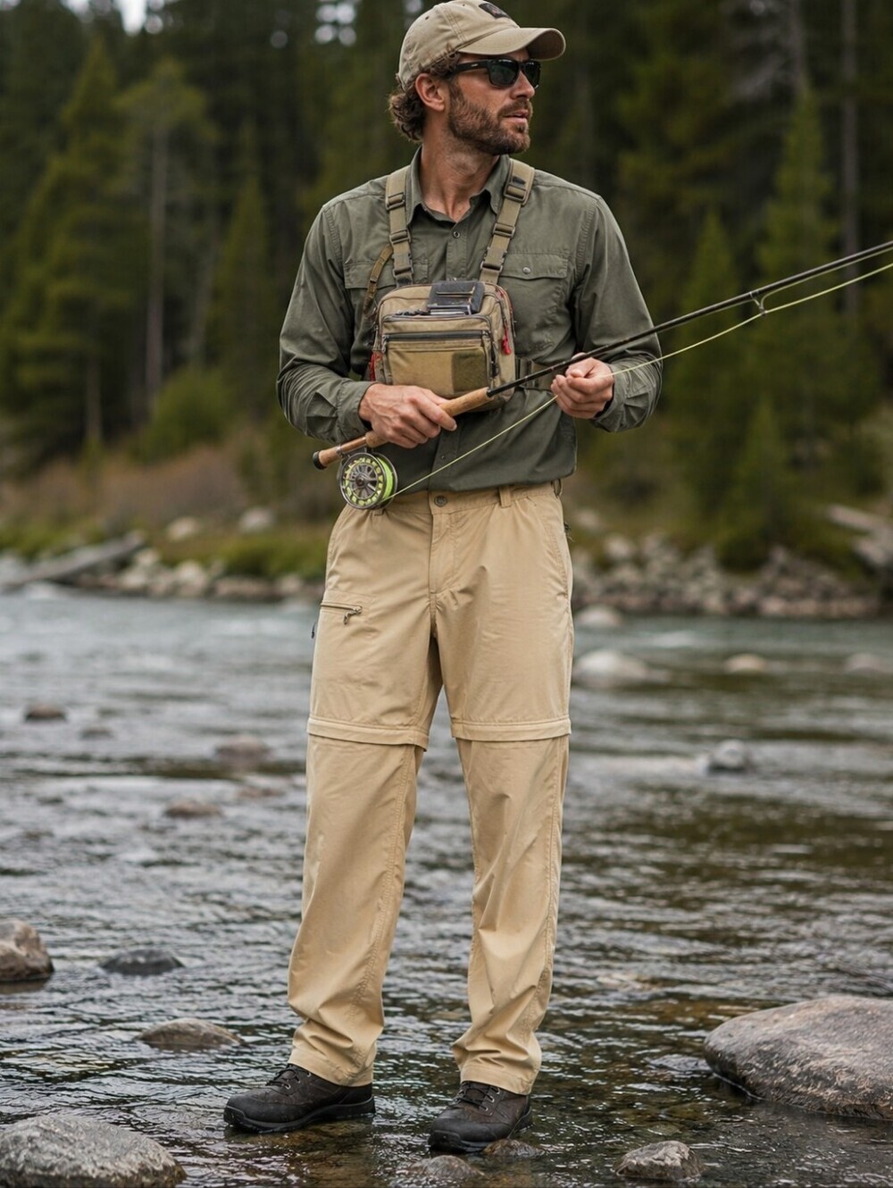 World Wide Sportsman Timberwolf Clearwater Convertible Pants SPF50 Size 10